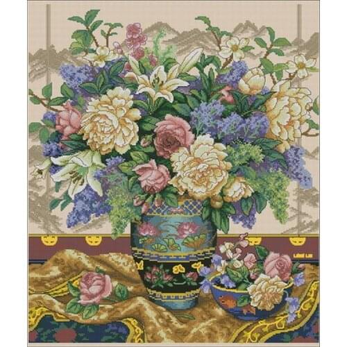 14/16/27/18/27 Top Quality Lovely Counted Cross Stitch Kit Oriental Splendor Splendour Flower Flowers in vase dim 35163