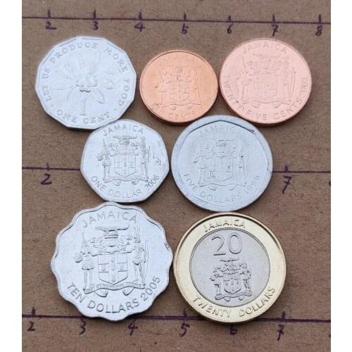 Jamaica 17-25mm Set 7 Pieces Coins Old Original Coin Collectible Edition Real Rare Commemorative Random Year