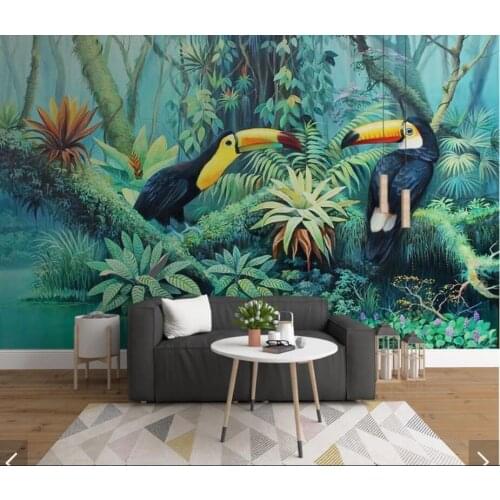 Toucan Tropical Leaves Wall Mural Wallpaper for Bedroom Wall Art Decor Murals Wall Paper Rolls 3d Wallpaper Waterproof Canvas