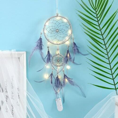 Nordic Handmade Dream Catcher Feather Purple Wall Hanging Bedroom Home Decoration Art Gift Home Ornaments