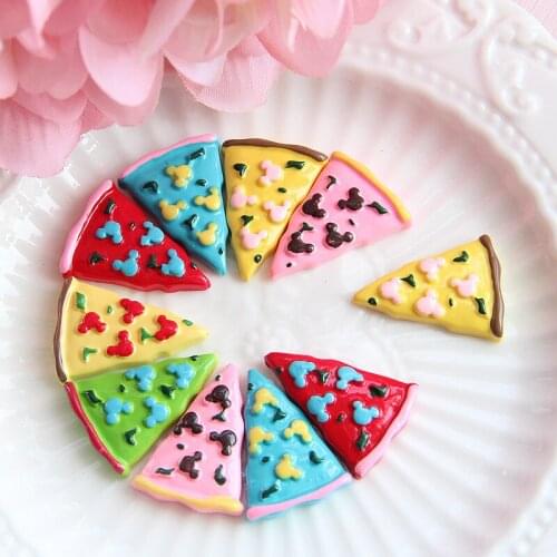 New Colorful Pizza Cake Resin Cabochons DIY Accessories Material Cute Phone Shell Decor Kawaii Charms Pendant Patch Stickers