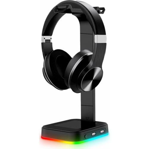 D9 Gaming Headset stand with 2 USB and Type-C Ports Multicolour RGB Headphones Holder for Gamer Gaming PC Accessories Desk