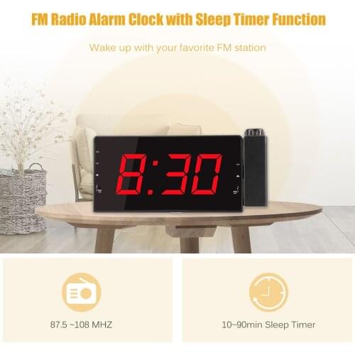 FM87.5~108mHz Band Radio Clock Digital LED Projector Projection Snooze Alarm Clock Radio Timer Backlight Home