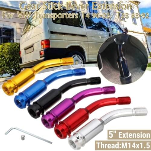 Car Aluminum Gear Shifter Stick Lever 5 Inch Bend Extension Shift Knob Extender For VW Transporters T4 1990-2003/ T25 1985-1992