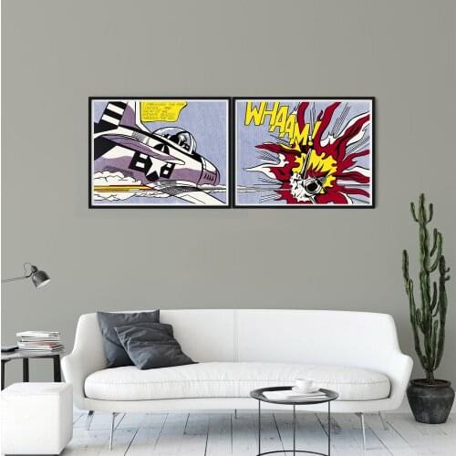 Roy Lichtenstein - Whaam! [1963] Canvas Painting Vintage Kraft Posters Classic Wall Stickers Wall Art Nursery Kids Bedroom Decor