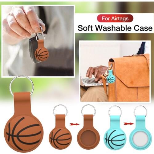 Silicone Protective Sleeve For Apple Airtags Basketball Print Soft Washable Case Protective Cover Anti-lost Device Car Key Rings