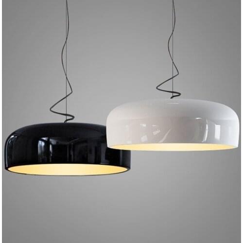 Modern Glossy Pendant Lights Black Round Hanging Lamp Kitchen Lighting Fixtures Living Room Bedroom Home Deco Suspendu Luminaire