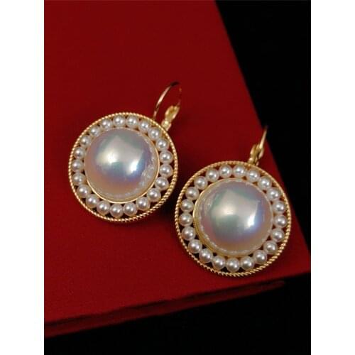 Vintage Drop Earrings For Women S925 Sterling Silver Simple Round Pearls Ear Hook Fine Jewelry Luxury Charms Accessories