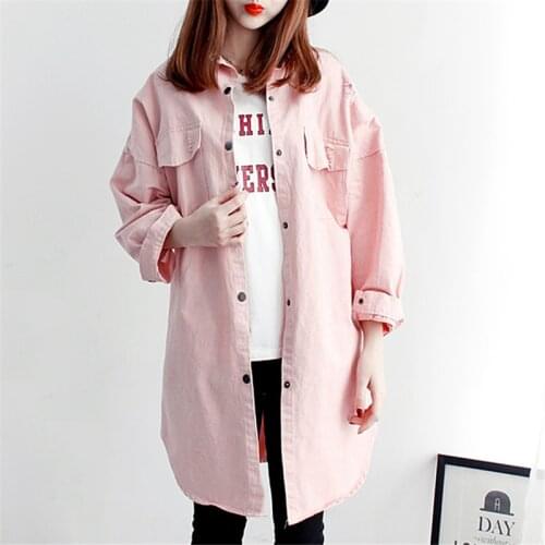 High Quality Woman Vintage Loose Denim Cotton Trench Coats Plus Size Single Breasted With Pocket Windbreaker Outwear Women A44