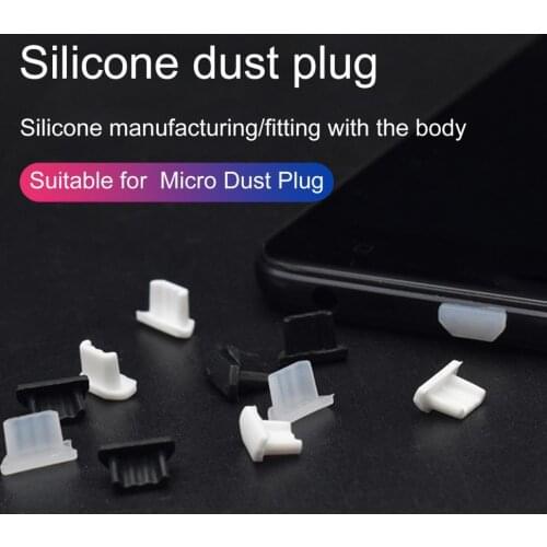 5Pcs Mini Black White Silicone Anti Dust Charger Dock Plug Stopper Cap Cover Smartphone Mobile Phone Accessories
