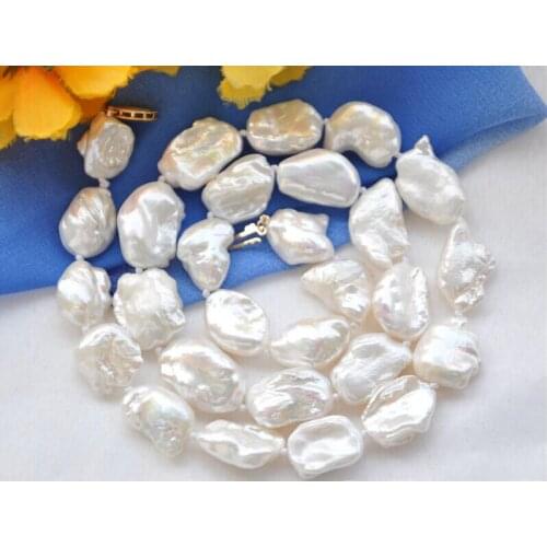 A 20mm NATURE white DENS keshi REBORN pearl necklace