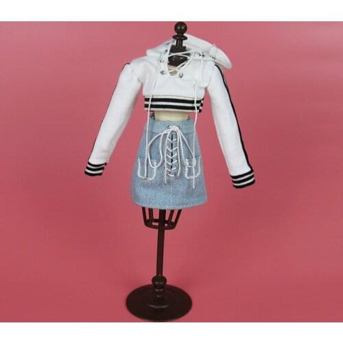 T02-X525 Blyth st Doll clothes 1/3 1/4 1/6 bjd dolls Accessories handmade white Sweater denim skirt 2pcs/set