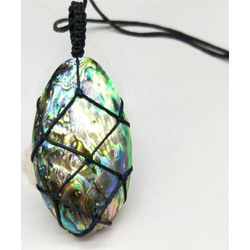 BOEYCJR Natural Abalone shell Necklace Chain Handmade Jewelry Ethnic Vintage Stone Pendant Necklace for Women