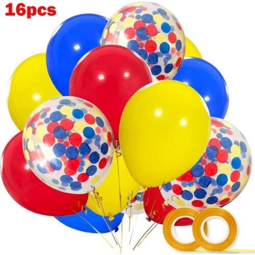 16pcs/set 12inch Latex Balloons Colored Confetti balloons Birthday Party Decorations Blue Yellow Red Wedding festive supplies