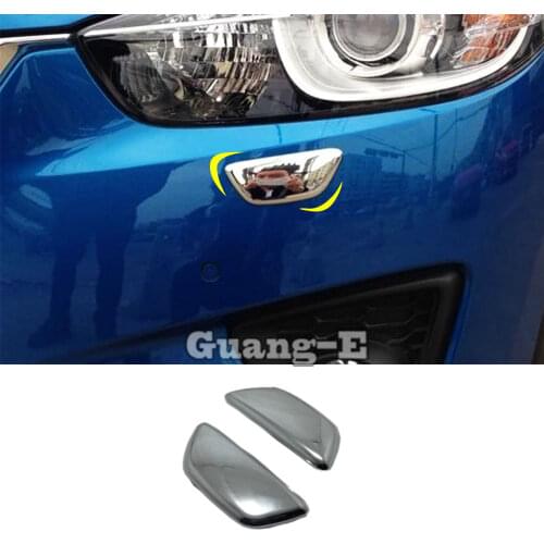 For Mazda CX-5 2012 2013 2014 2015 2016 Car Styling Body Front Head Light Lamp Clean Wash Frame Stick ABS Chrome Cover Trim 2pcs