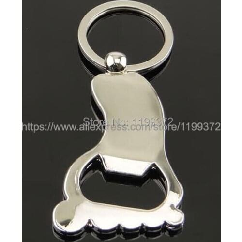 200pcs LASER LOGO Metal Foot Shape Bottle Opener Barefoot Beer Keychain Keyring Key Ring Kitchen Tool Tools