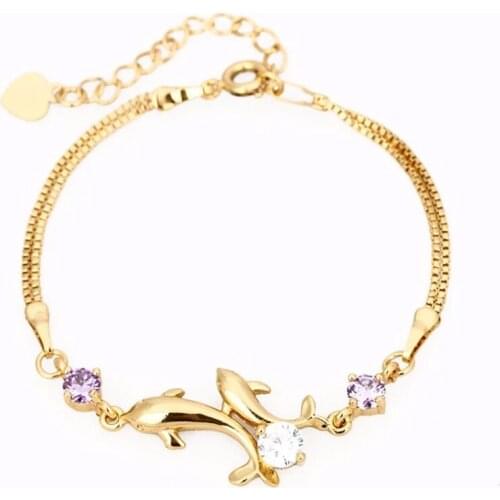 2018 New Korea Style gold Crystal Dolphin Bracelets