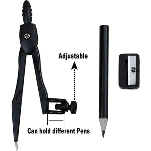 3Pcs Set Adjustable Metal Compasses With Pencil Sharpener Replace Pen For Office School Student Exam Drafting Art Design Drawing