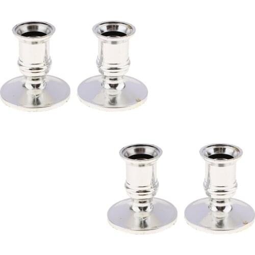 4pcs Plated Candle Holder Votive Candles Holder For Candles Fake Tapers Christmas Party Decoration For Wedding Silver