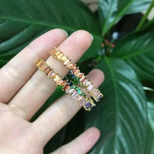 5Pairs/lot Rainbow Jewelry Colorful Zirconia Round Earrings Drop Earrings