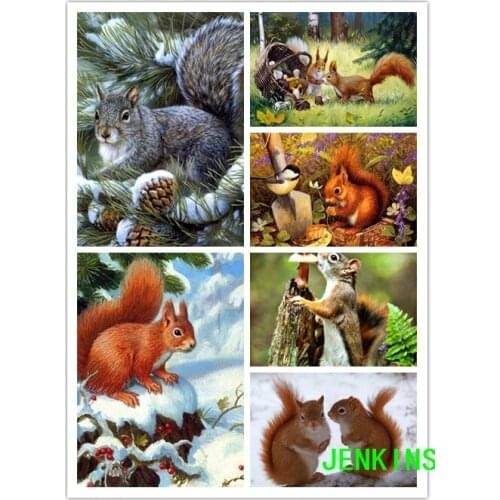 5D Diamond Painting Animals Squirrel Diamond Embroidery Full Square Diamond Mosaic Cross Stitch Landscape Home Decor Jenkins