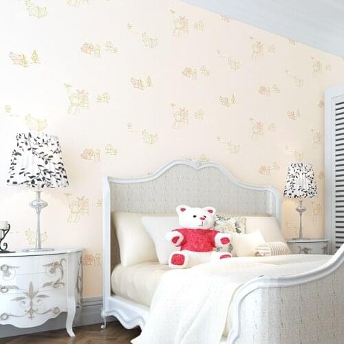 Beibehang environmental protection non-woven simple modern lovely cartoon little fox living room bedroom background wall