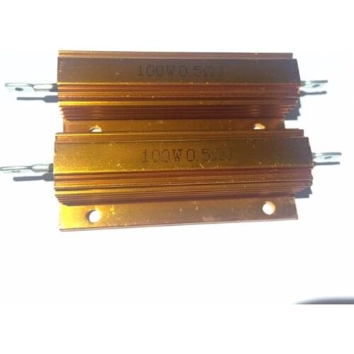 Free Shipping 5pcs 100W 0.5R Power Metal Shell Gold Aluminium Case Resistor 100W 0.5ohm 5% Resistors 0.5R 100W