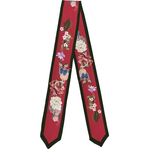 Noble Red Palace Style Narrow Long Scarf Headband Choker Bag Scarves Small Neckerchief Original Accessories CJ58