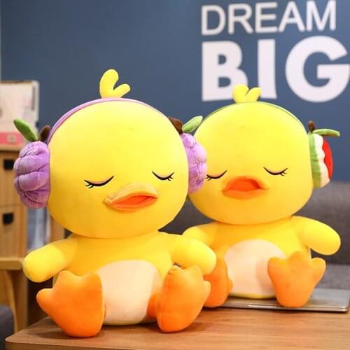 35-70cm Large Size headset Cartoon Duck Plush Dolls Stuffed Soft Yellow Duck Pillow Cushion Cute Duck Toys Kids Birthday Gifts