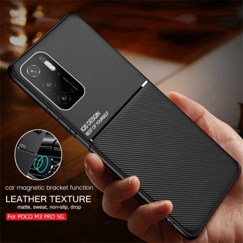 M3propoco case leather texture car magnetic holder shockproof cover for xiaomi poco poko little m3 m 3 pro m3pro 5g coque fundas