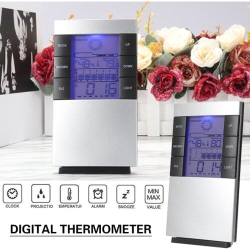 LCD digital Thermometer Hygrometer Versatile Wireless Weather Station Indoor Outdoor Weather Forecaster Temperature Clock