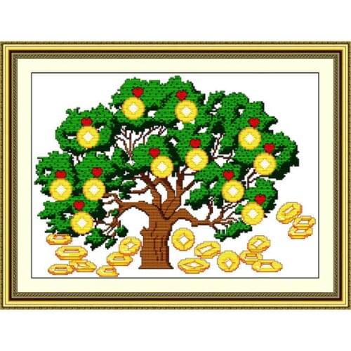 Money tree (2)cross stitch kit 14ct 11ct count print canvas stitching embroidery kits