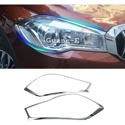 For Suzuki S-Cross Scross SX4 2017 2018 2019 Car Styling Front Head Light Lamp Frame ABS Chrome Cover Trim Switch Panel 2pcs