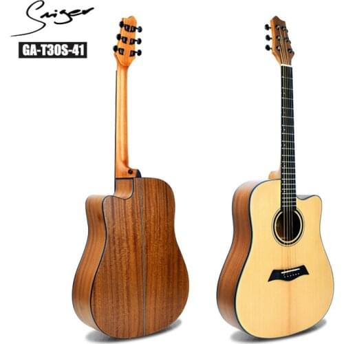 Guitar Solid Spruce Walnut Acoustic Electric Steel-String 41 Inch D-Body Guitarra 6 Strings Folk Pop Cutaway Wood Color Guitars