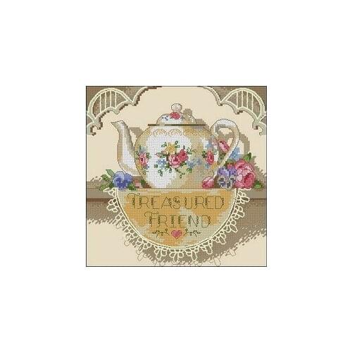 COTTON FREE delivery hot sell Top Quality counted cross stitch kit treasured friend teapot for father Dim 6904