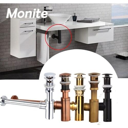 Chrome Polished Golden Plated Antique Brass Stainless Steel P-Traps Pop Up Drain Kit With Overflow Basin Sink Waste Bottle