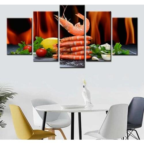 Food Painting Shrimp Modern Kitchen Restaurant Poster Canvas Modular Wall Art HD Printed Picture For Living Home Decoration