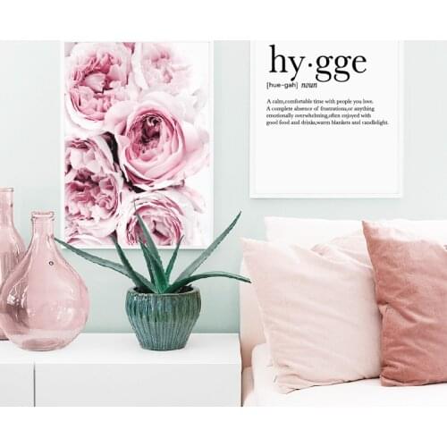 Pink Floral Peony Scandi Canvas Painting Wall Art Picture , Flower Photography Poster Canvas Print Scandinavian Art Wall Decor