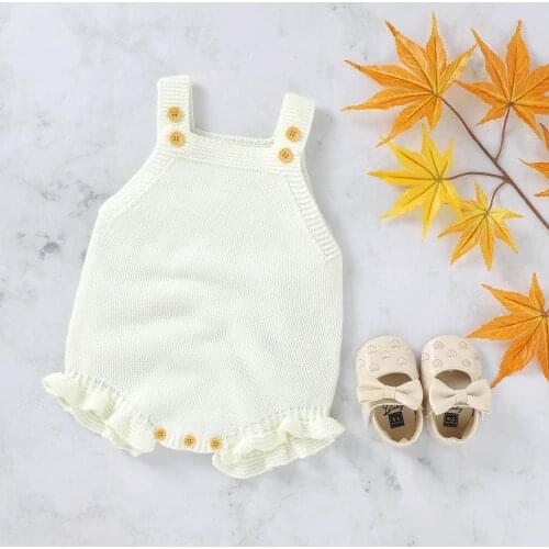 Newborn Baby Bodysuits for Infant Bebes Girls Sleevelss Onesie Tops Fashion White Knitted Toddlerr Kids Sweater Coveralls Outfit