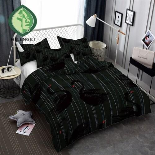 HELENGILI 3D Bedding Set Swan Print Duvet cover set lifelike bedclothes with pillowcase bed set home Textiles #HTE-03