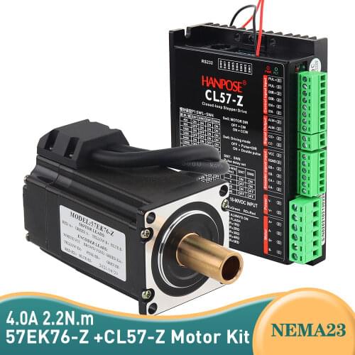 57EK76-Z+CL57-Z drive sets 57CME22 57 motor 4.0A 2.2N.m NEMA 23 Closed Loop motor Hollow shaft DC-18-90v Double outlet Driver