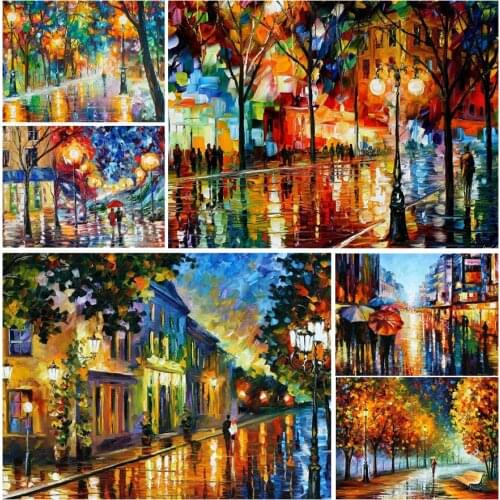 Colorful Streetscape Painting 5D Diy Full Square and Round Diamond Painting Embroidery Cross Stitch Kit Wall Art Club Home Decor