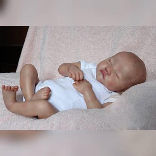 19inch Boneca Bebe Doll Lifelike Newborn Baby Cuddly Baby Doll Sleeping Levi Bonecas Reborn Handmade Doll Collectibles