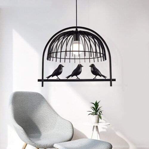 Metal birdcage Lights Fixtures For Dining room bar restaurant loft pendant light indoor home Black farmhouse lighting