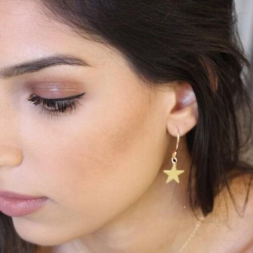 Fashion Simple David Star Earring Flat Gold Color Star Earrings Drop Pendant Jewelry for Women Female Sweet Earring