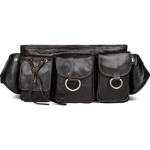 Man Waist Packs Bags Genuine Leather Male Casual Fashion Travel Waist Bag