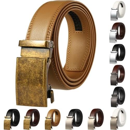 Mens Belt Cow Leather Belts Brand Fashion Automatic Buckle Black Genuine Leather Belts for Men 3.5cm Width Strap