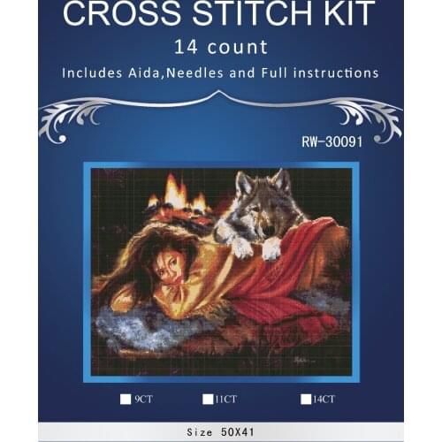 Beautiful Lady and Wolf ,Counted Cross Stitch 14CT Cross Stitch Sets Wholesale cartoon Cross-stitch Kits Embroidery