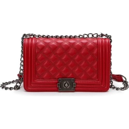 New Fashion Bag PU Handbag Graceful Hot Mom Shoulder Bag Women Chain Lock Square Sling Bag Messenger Bag Women