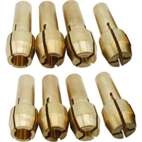 NEW 8Pcs Drill Chucks Collet Bits Brass Fit Rotary Tools 1mm/1.6mm/2.3mm/3.2mm For Grinder Rotary Tools Faster Bit Swaps